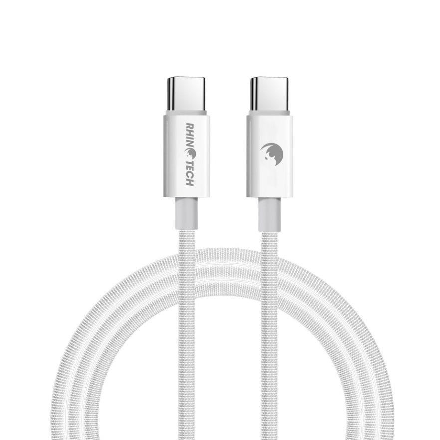 RhinoTech kabel s nylonovým opletem USB-C na USB-C 60W 1M bílá1 