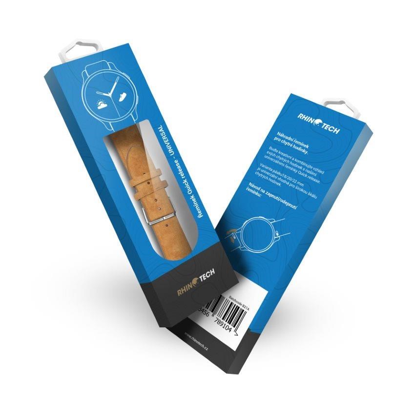 RhinoTech univerzální řemínek Genuine Suede Leather Quick Release 22mm hnědý4 