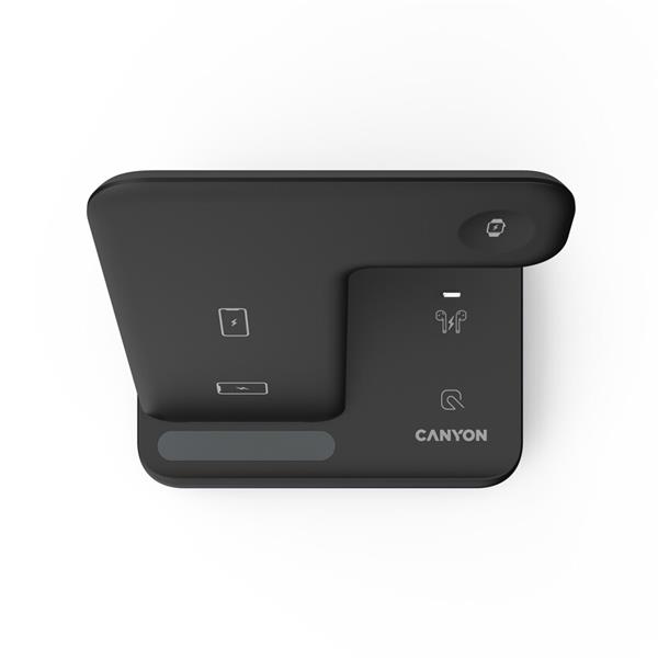 Canyon WS-302, 3v1, bezdrôtová Qi nabíjacia stanica pre 3 zariadenia simultánne, čierna4 
