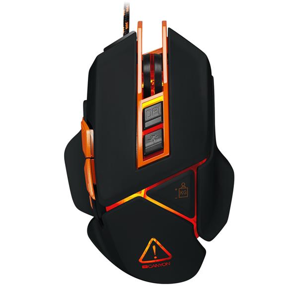 Canyon GM-6, Hazard, herná myš, drôtová, optická, 800/1600/2400/4800/6400 dpi, 9 program. tlač, LED podsv., čierna2 