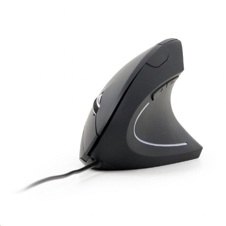 Myš GEMBIRD MUS-ERGO-01,  drôtová,  optická,  vertikálna,  1200-3200 dpi,  USB,  čierna0 