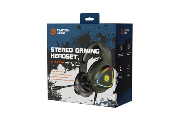 Canyon GH-6, Shadder herný headset, USB / 2x 3.5mm jack, 2m kábel, multicolor RGB podsvietenie, čierny7 