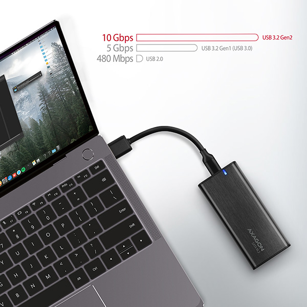 AXAGON EEM2-SBC, USB-C 3.2 Gen 2 - M.2 SATA SSD kovový RAW box, bezskrutkový8 