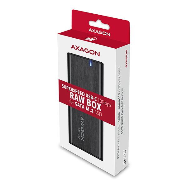 AXAGON EEM2-SBC, USB-C 3.2 Gen 2 - M.2 SATA SSD kovový RAW box, bezskrutkový2 