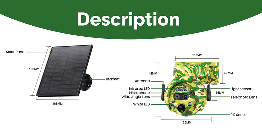 Solárna kamera Viking HDs04 4G sivá14 