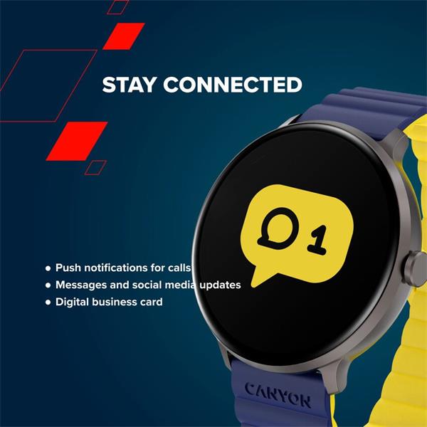Canyon SW-69, Jacky, smart hodinky, BT, fareb. LTPS displej 1,3", vodotes. IP68, 25 športov, zeleno/oranžové14 