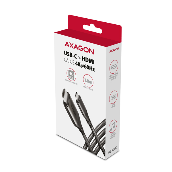 AXAGON RVC-HI2MC, USB-C -> HDMI 2.0a redukcia / kábel 1.8m, 4K/ 60Hz HDR109 