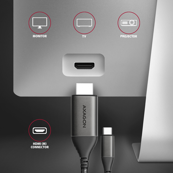AXAGON RVC-HI2MC, USB-C -> HDMI 2.0a redukcia / kábel 1.8m, 4K/ 60Hz HDR106 