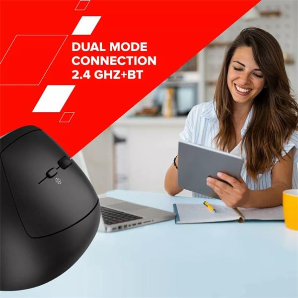 Canyon MW-25, 2v1 vertikálna bezdrôtová optická myš, BT/ 2.4 GHz , 2400 dpi, LED indikácia, 1xAA batéria, čierna10 