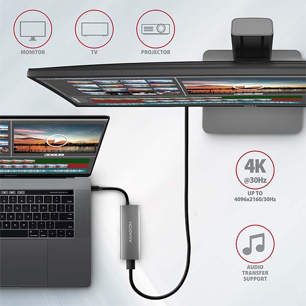 AXAGON HMC-5G2, USB 10Gbps hub, porty 2x USB-A, 2x USB-C, HDMI 4k/ 60, PD 100W, kábel USB-C 13cm6 