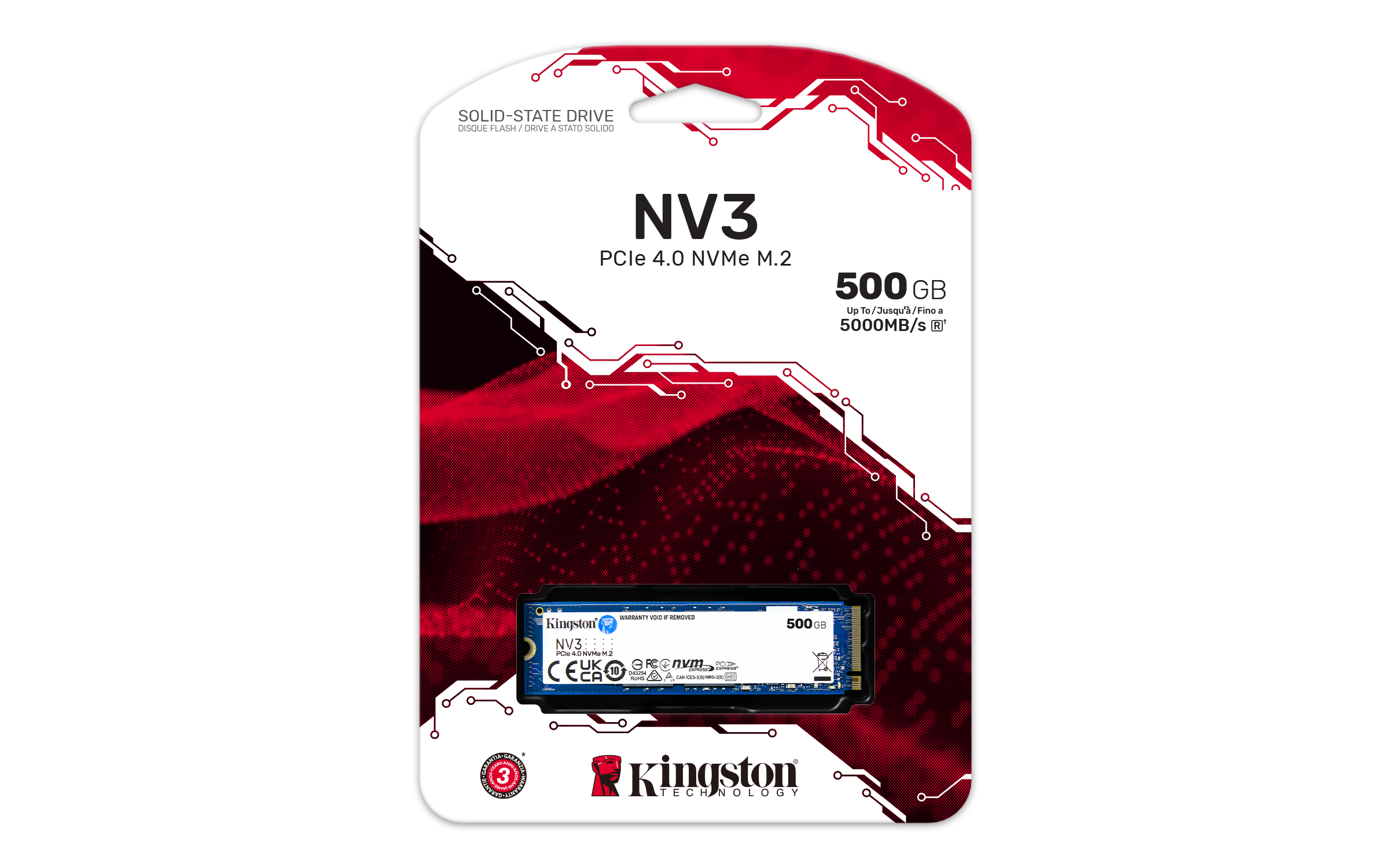 Kingston NV3/ 500GB/ SSD/ 0/ M.2 NVMe/ 5R2 