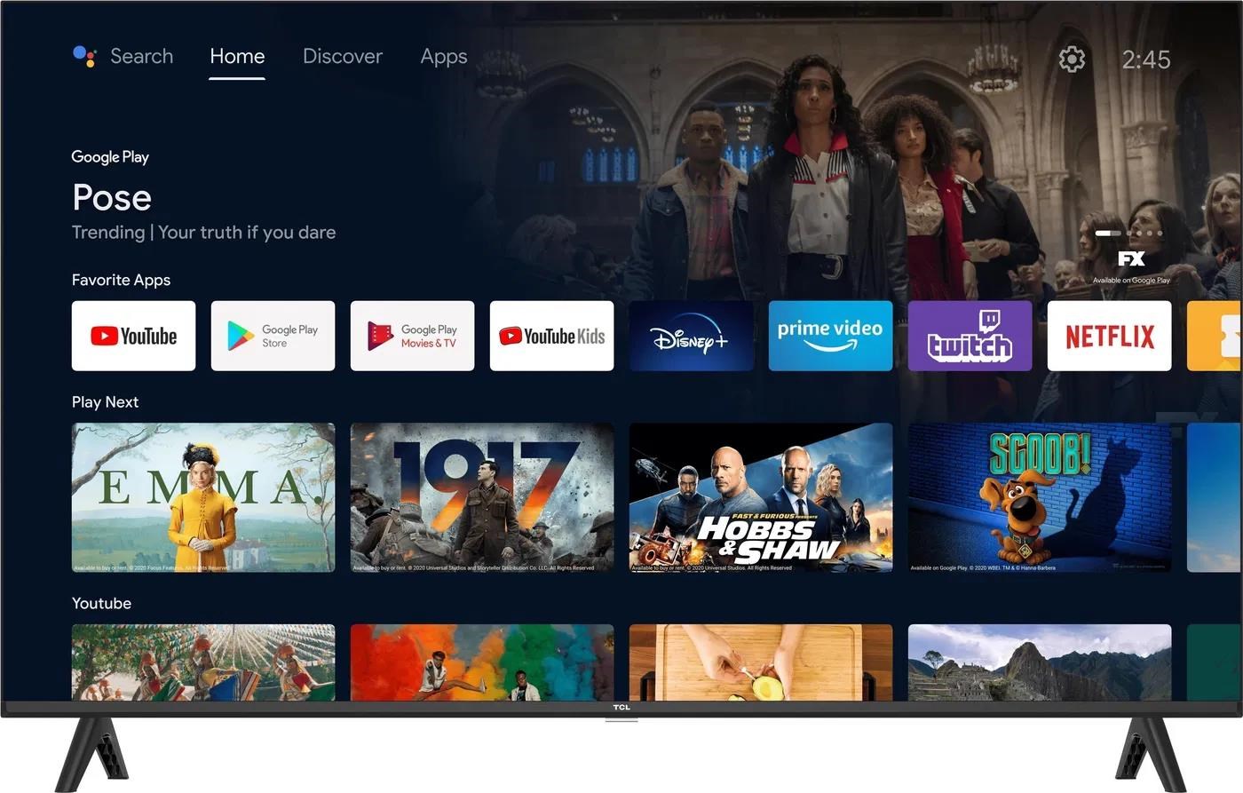 TCL S5400A 40" TV,  Full HD,  LED,  Android TV,  HDR,  Bluetooth,  WiFi,  Dolby Audio,  Chromecast1 