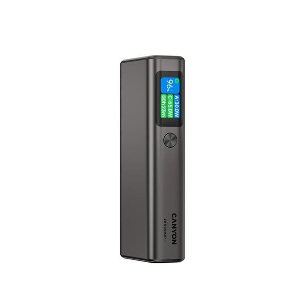 Canyon OnPower 230, Powerbank, 20.000 mAh, displej, in: USB-C, out: 2x USB-C /USB-A, 130W, hodiny/budík/teplomer0 