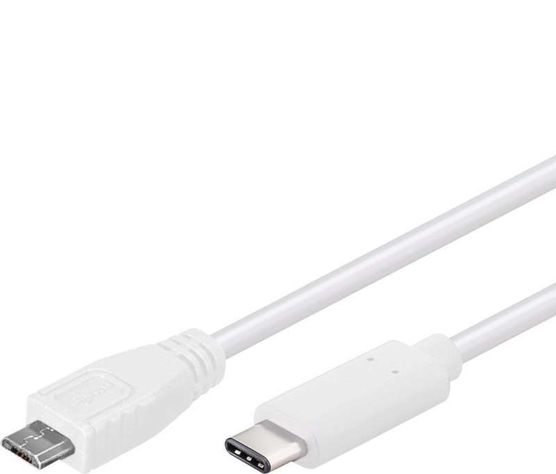PremiumCord USB-C/ male - USB 2.0 Micro-B/ Male, biely, 0, 6m0 