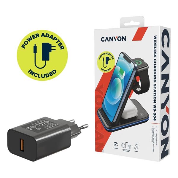 Canyon WS-304, 3v1, bezdrôtová Qi nabíjacia stanica pre 3 zariadenia simultánne, čierna12 