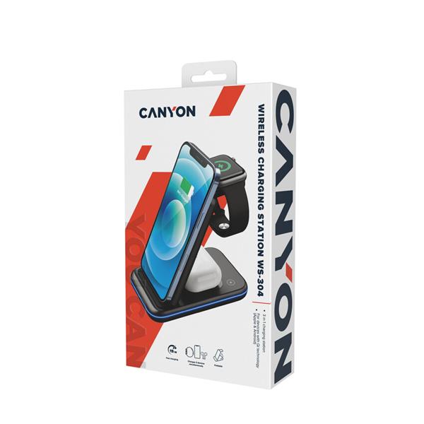 Canyon WS-304, 3v1, bezdrôtová Qi nabíjacia stanica pre 3 zariadenia simultánne, čierna8 