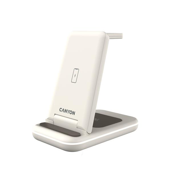 Canyon WS-304, 3v1, bezdrôtová Qi nabíjacia stanica pre 3 zariadenia simultánne, biela4 