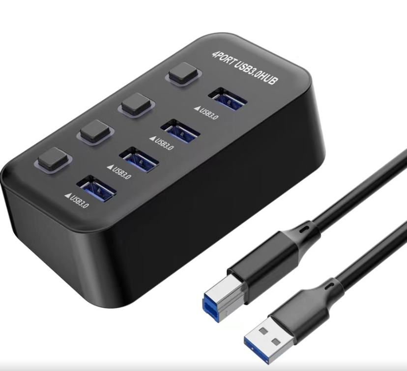 PremiumCord USB 3.2 Superspeed HUB 4-portový s vypínačmi portov0 