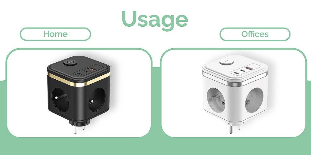 Sieťový adaptér VIKING Y33, biela/ Output:3xAC, 1xUSB-A, 2xUSB-C/ Tlačidlo ON/ OFF3 