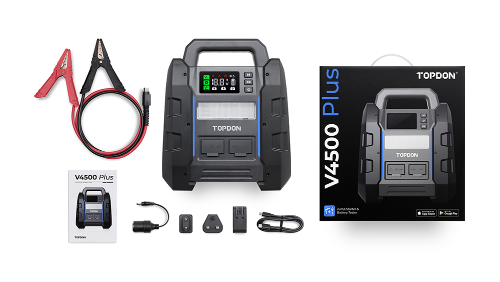 TOPDON štartér a tester autobatérie V4500Plus/ 32000mAh(120Wh)/ max. výstupný prúd 4500A/ / IP654 
