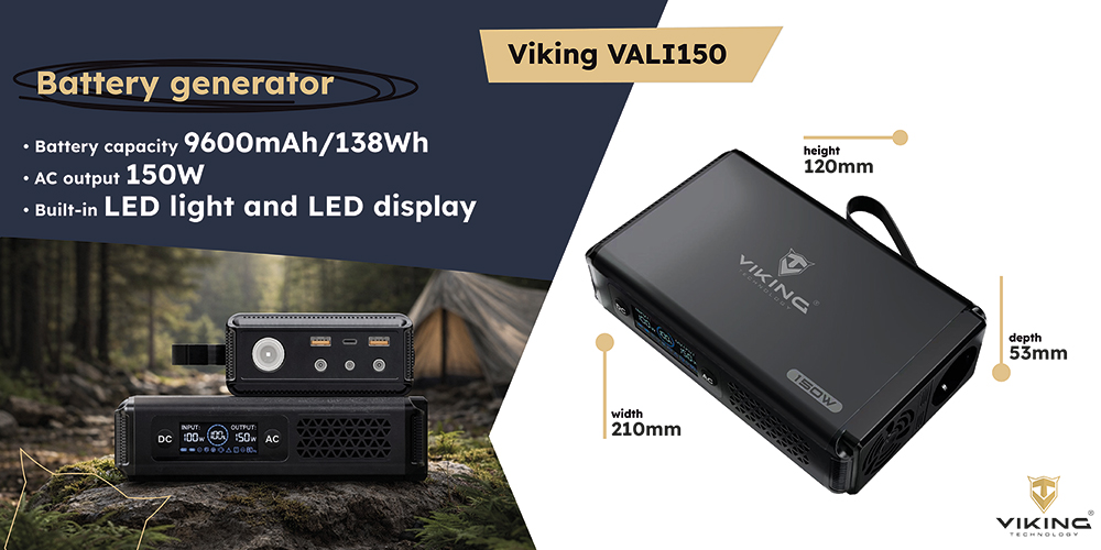 Batériový generátor Viking VALI150/ batéria 148Wh/ Output:1xAC, 2xUSB-A, 2xDC5521/ LED svietidlo11 