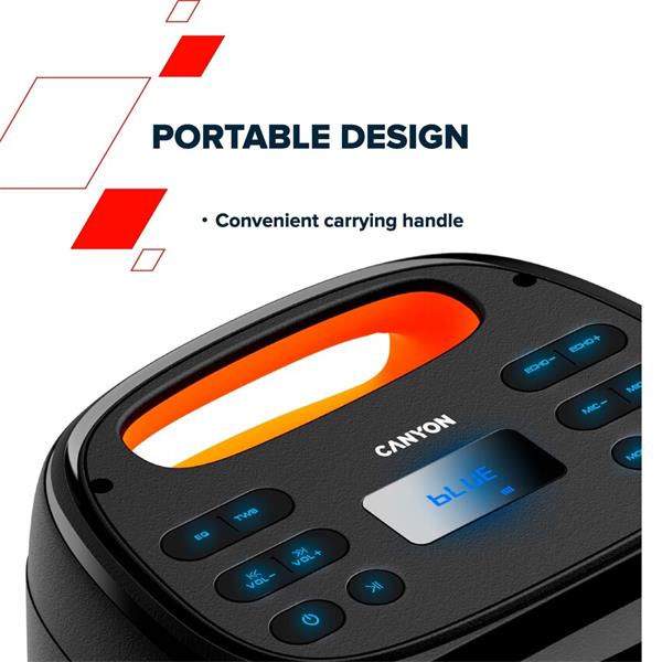 Canyon OnFun 5, PBSP-5, prenosný Bluetooth Párty reproduktor s ekvalizérom a RGB osvetlením5 