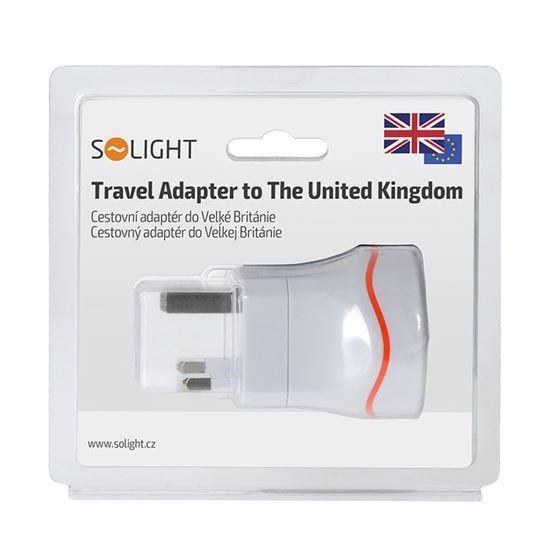 Solight cestovní adaptér pro použití ve Velké Británii,  typ G3 
