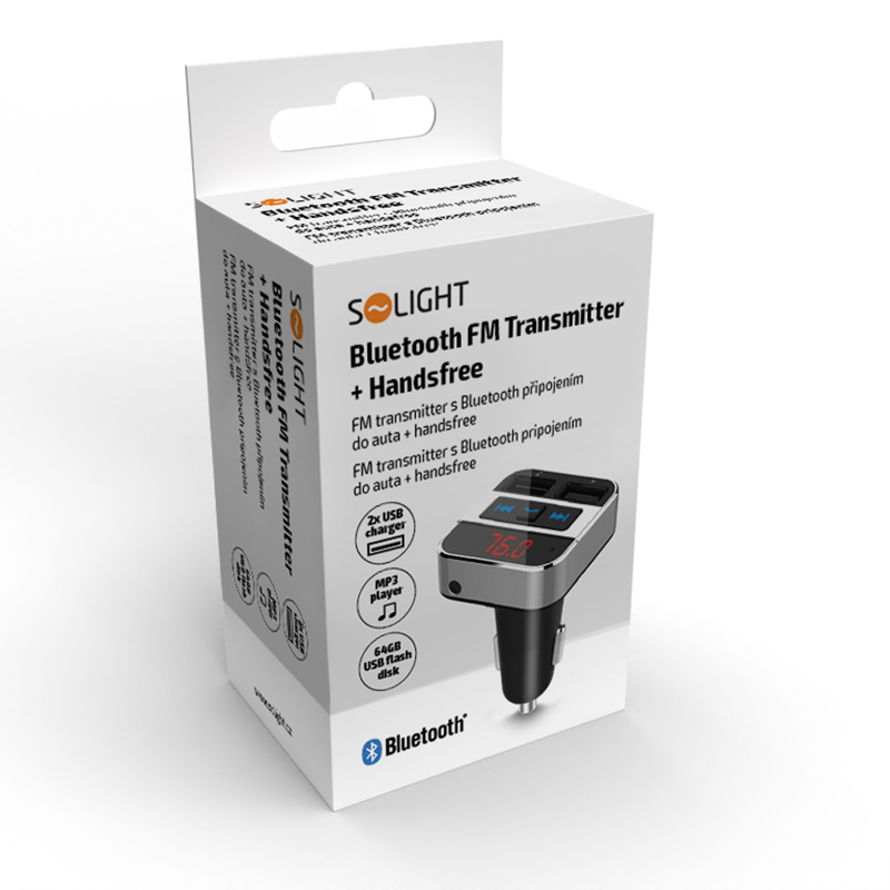 Solight FM transmitter s bluetooth připojením do auta,  2x USB + handsfree5 
