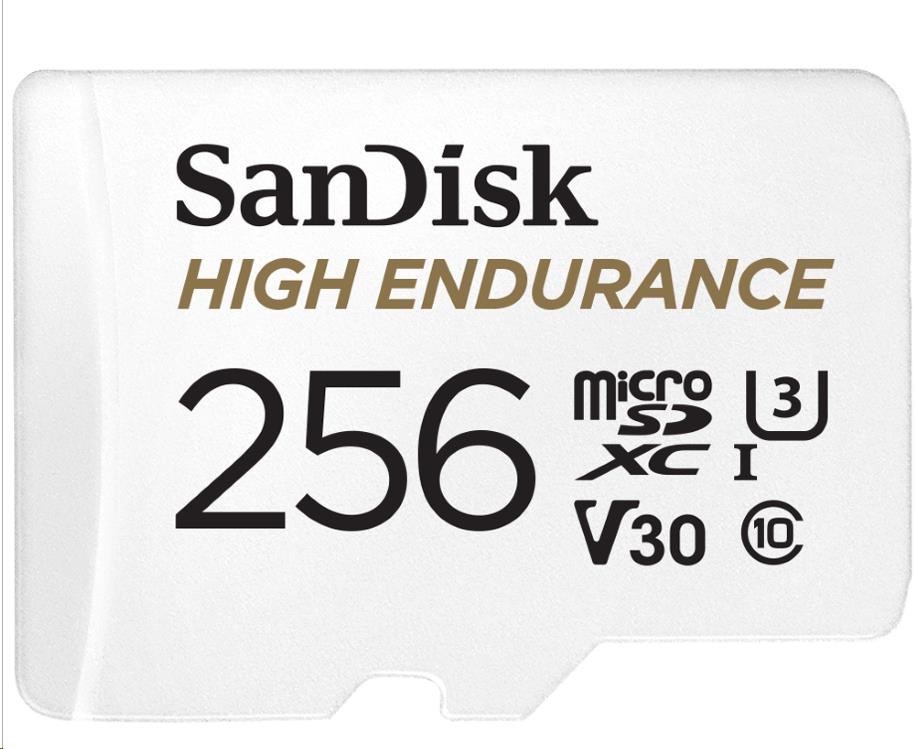 SanDisk MicroSDXC karta 256GB High Endurance (R:100/ W:40 MB/ s,  Class 10,  U3 V30) + adaptér0 