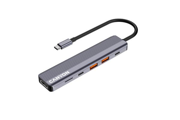 Canyon DS-17, Multiport Docking Station, 6 portov, 1xUSB-C 100W+2xUSB3.0+ 1xHDMI+čítačka kariet0 