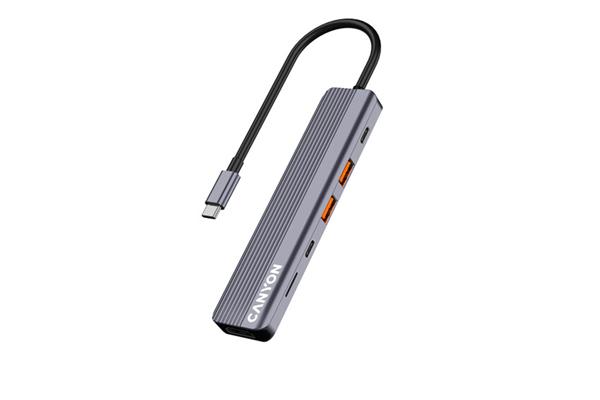 Canyon DS-17, Multiport Docking Station, 6 portov, 1xUSB-C 100W+2xUSB3.0+ 1xHDMI+čítačka kariet3 