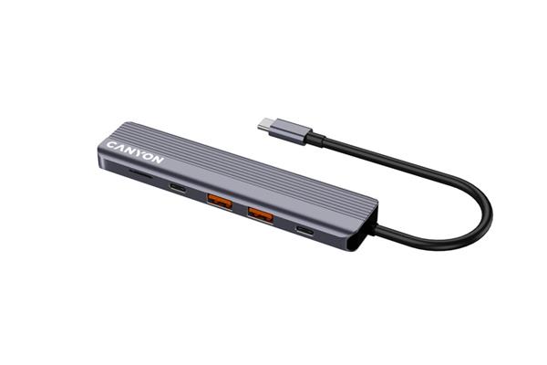Canyon DS-17, Multiport Docking Station, 6 portov, 1xUSB-C 100W+2xUSB3.0+ 1xHDMI+čítačka kariet6 