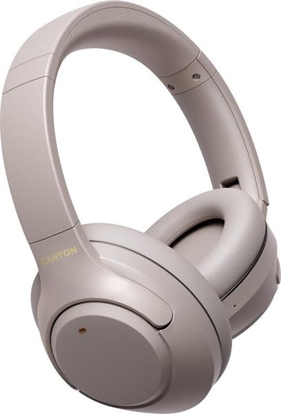 Canyon BTHS-6, OnRiff 6 Bluetooth bezdrôtové slúchadlá, ANC aktívne potláčanie hluku, USB-C nabíjanie, béžové0 