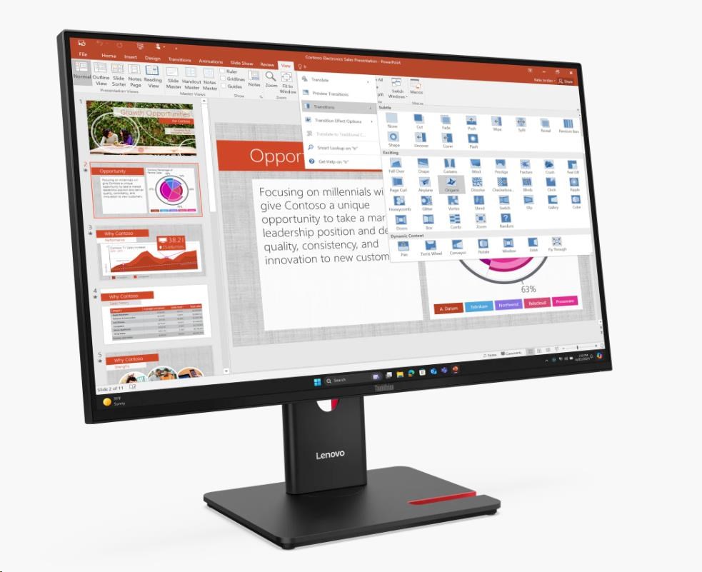 LENOVO LCD ThinkVision T27-40 27", IPS, mat, 16:9, 1920x1080, 178/ 178, 4/ 6ms, 300cd/ m2, 1500:1, CAM, DP, HDMI, VGA, PIVOT, VESA, 3Y0 