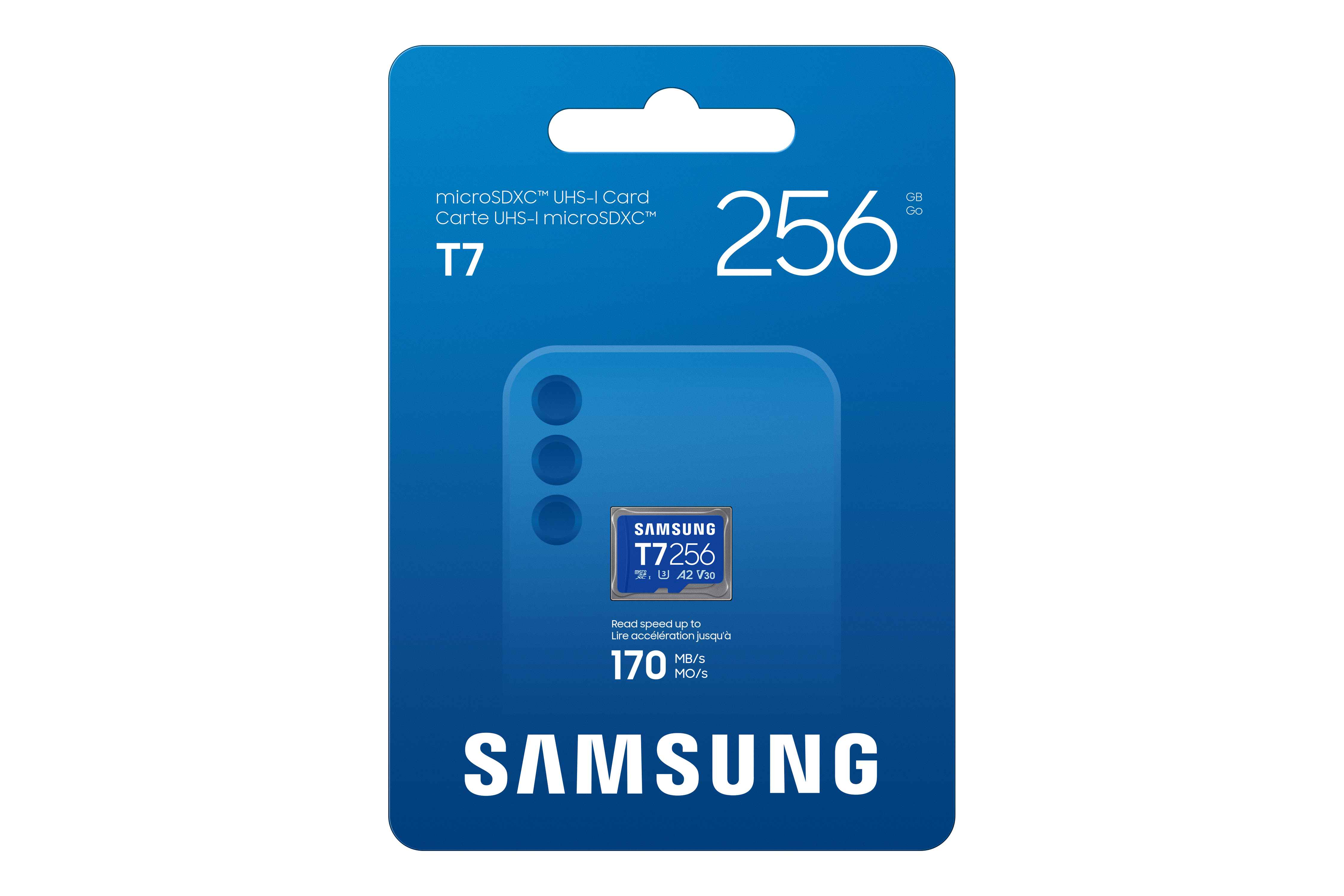 Samsung T7/ Micro SDXC/ 256GB/ UHS-I U3 / Class 10/ Modrá0 