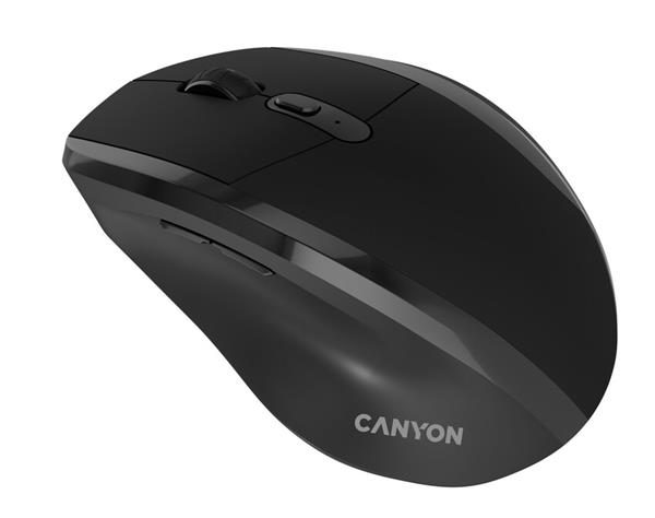 Canyon OnClick 17, ergonomická bezdrôtová optická myš pre pravákov, USB prijímač, 6 tlačidiel, 800/1200/1600 DPI, čierna9 