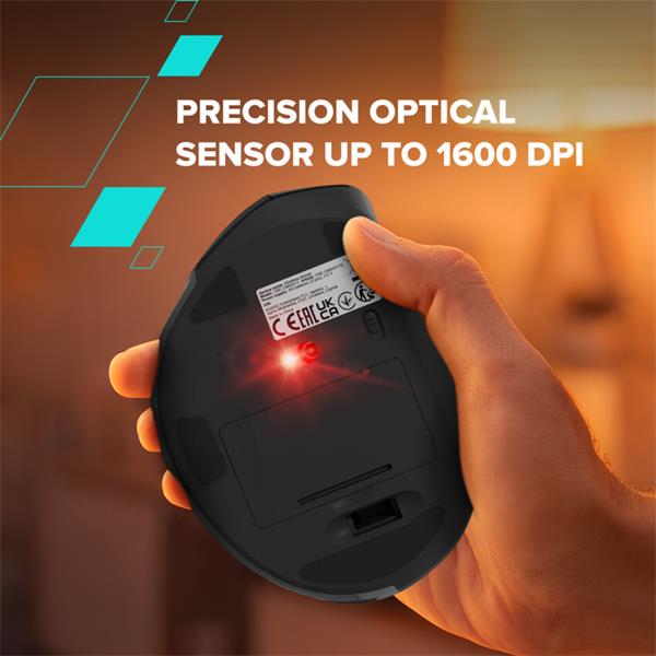 Canyon OnClick 17, ergonomická bezdrôtová optická myš pre pravákov, USB prijímač, 6 tlačidiel, 800/1200/1600 DPI, čierna14 