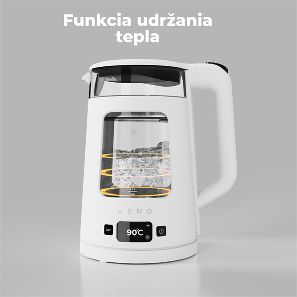 AENO Rychlovarná kanvica EK6 - 1,7l, Strix,dvojité steny, funkcia udržiavania tepla, LEDdisplej,auto vyp12 