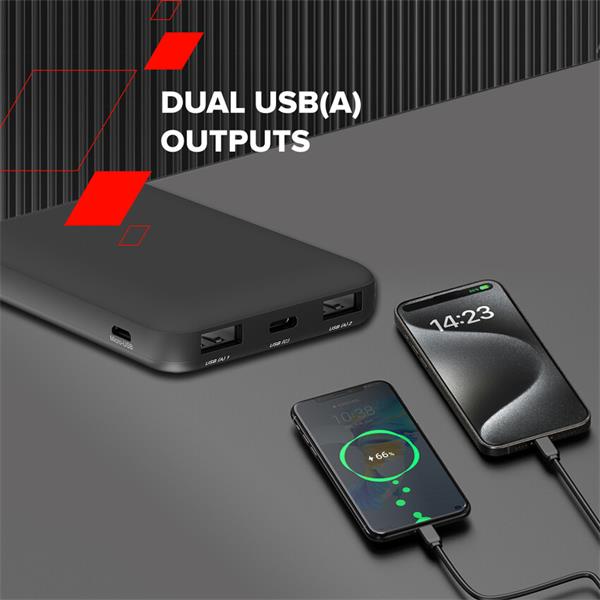 Canyon OnPower 100, Powerbank, 10.000 mAh, LED indikátor, in: 1x USB-C/1x microUSB, out: 1x USB-C a 2x USB-A 15 