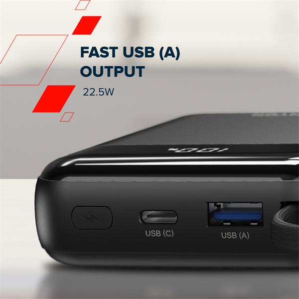 Canyon OnPower 104, powerbanka 10 000 mAh, 22.5 W, USB-C / USB-A, integrované káble USB-C + Lightning, čierna13 