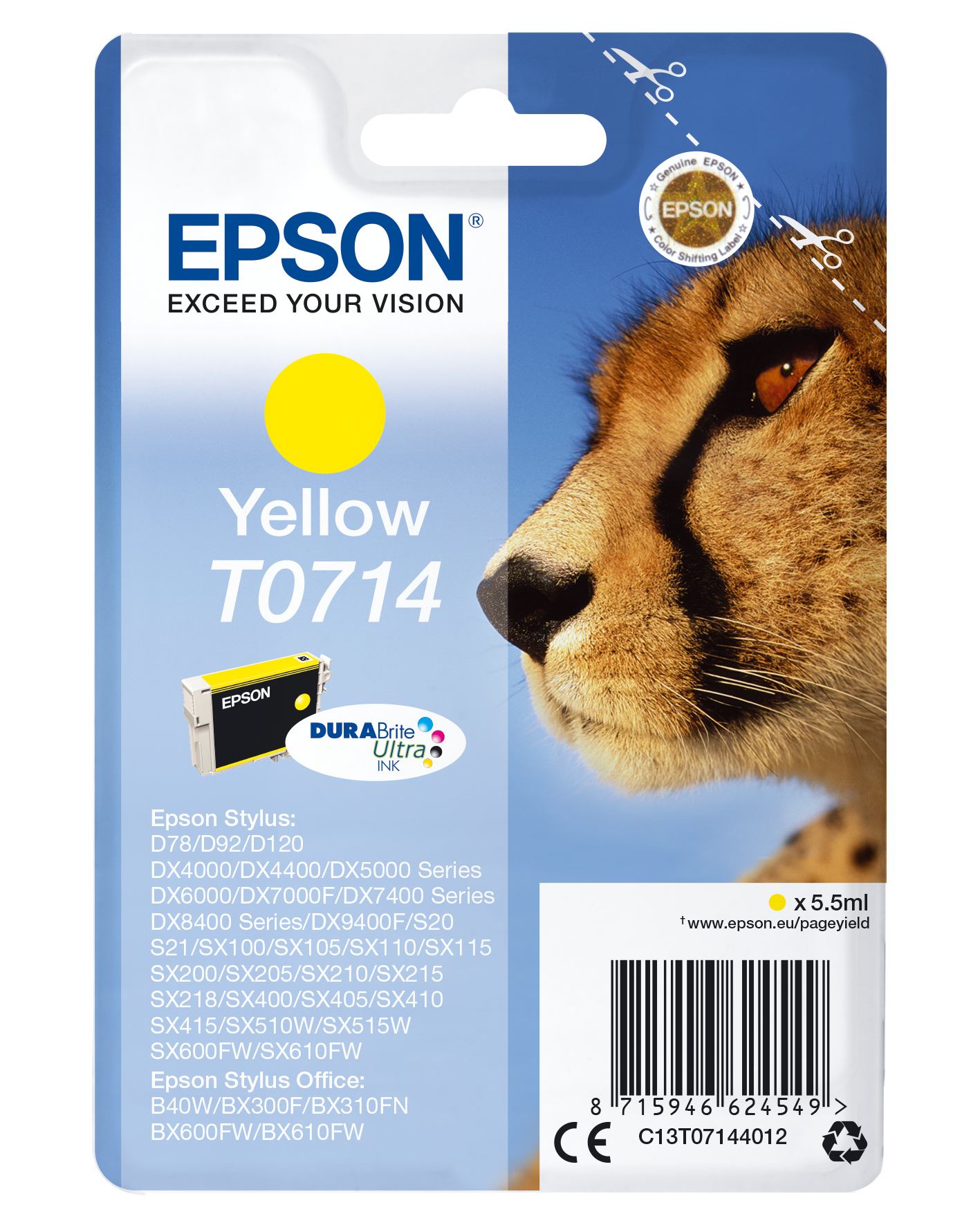 Epson Singlepack Yellow T0714 DURABrite Ultra Ink0 