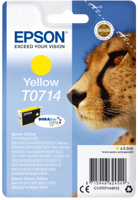 Epson Singlepack Yellow T0714 DURABrite Ultra Ink0 