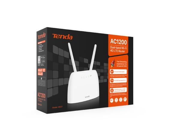 Tenda 4G07 Wi-Fi AC1200 4G LTE smerovač, 2x WAN/ LAN, 1x miniSIM, IPv6, VPN, LTE Cat.4, 4x anténa, CZ app4