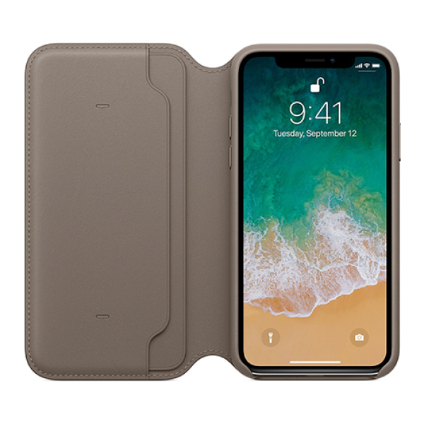 Puzdro iPhone X Leather Folio Taupe1