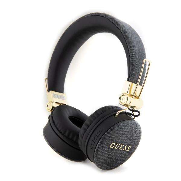 Slúchadlá Guess PU 4G Kožené čierno-zlaté
