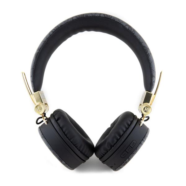 Slúchadlá Guess PU 4G Kožené čierno-zlaté2