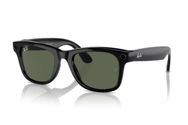 Meta Ray-Ban Gen1 Wayfarer, Shiny Black, G15 Green LARGE