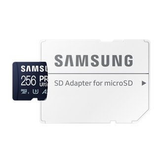 256 GB . microSDXC karta Samsung PRO Ultimate + SD adapter (U3, V30, A2), (r200MB/s, w130MB/s)1 
