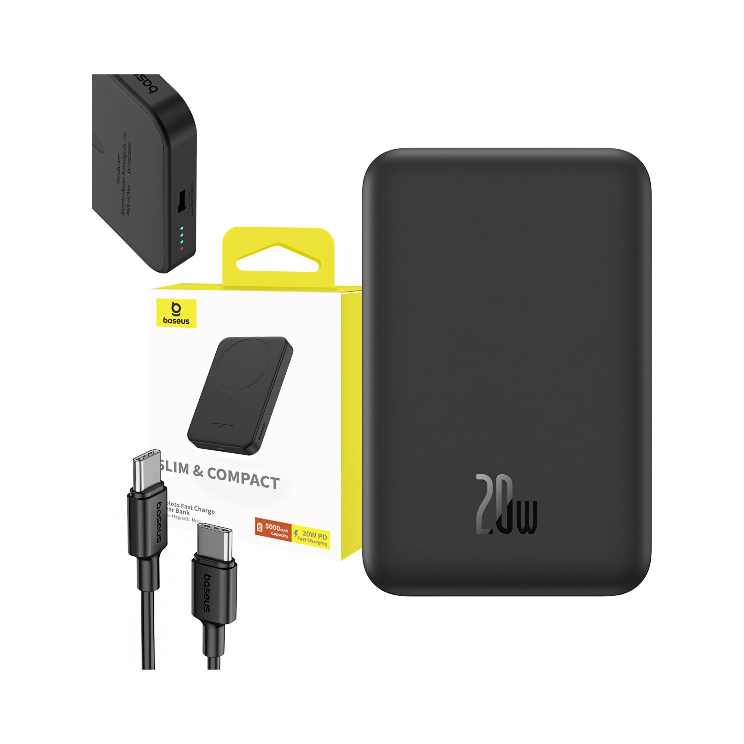 Baseus power banka Mini s bezdrôtovým nabíjaním 5000 mAh 20W USB-C čierna0 