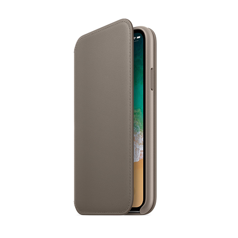 Puzdro iPhone X Leather Folio Taupe2 